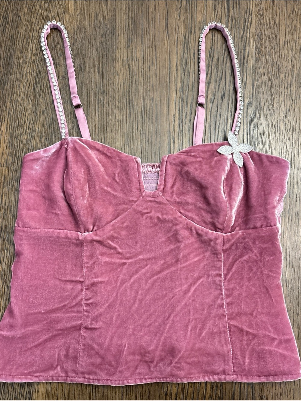 Reformation sugarplum butterfly Desiree  Velvet Camisole w/Embellished Straps